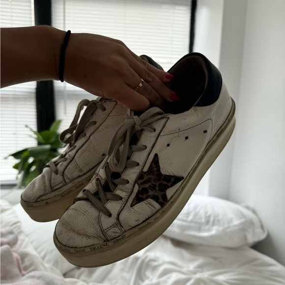 Golden Goose Hi Star Leather Platform Sneakers with Leopard - Picture 4 of 9